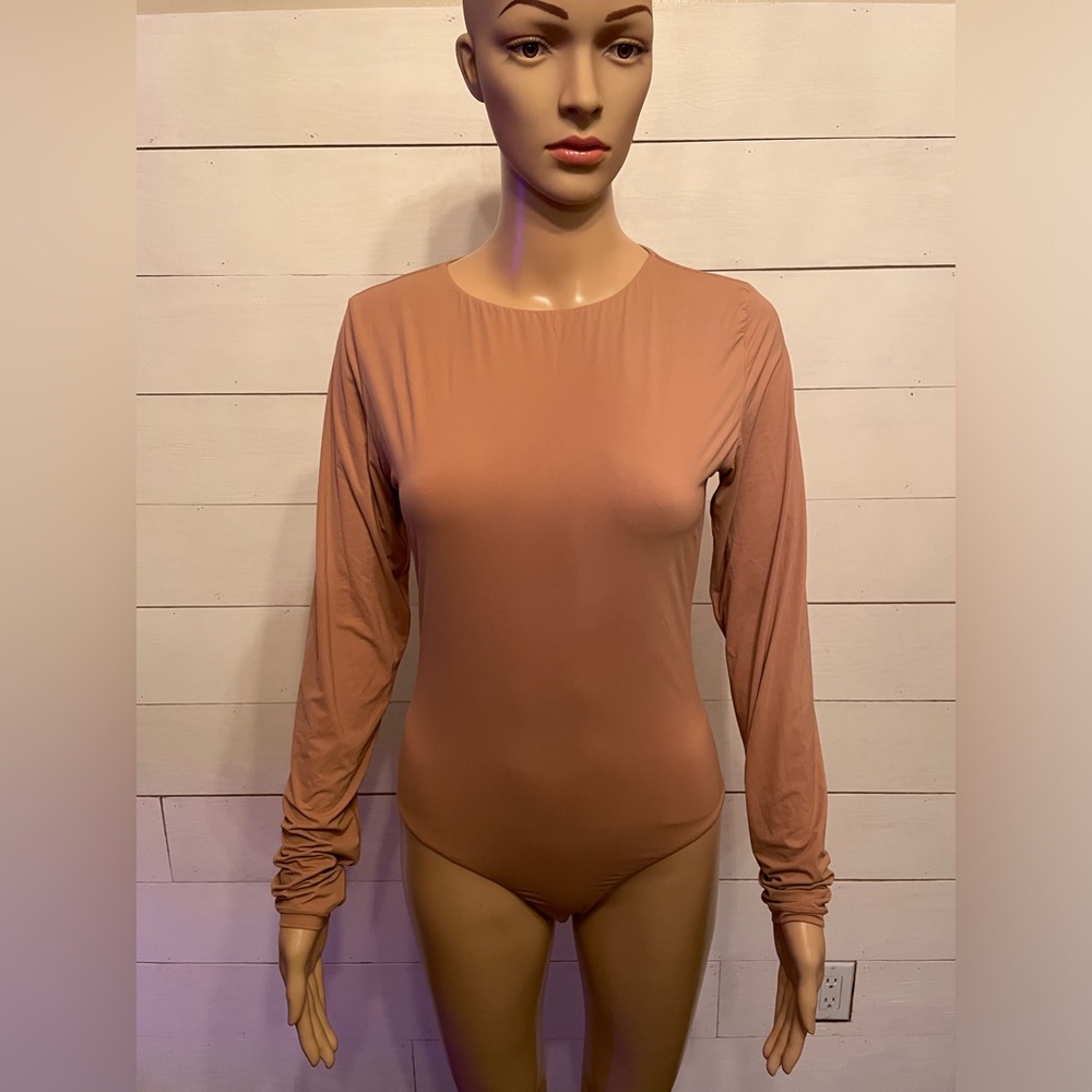 Nude long sleeve cheeky bodysuit